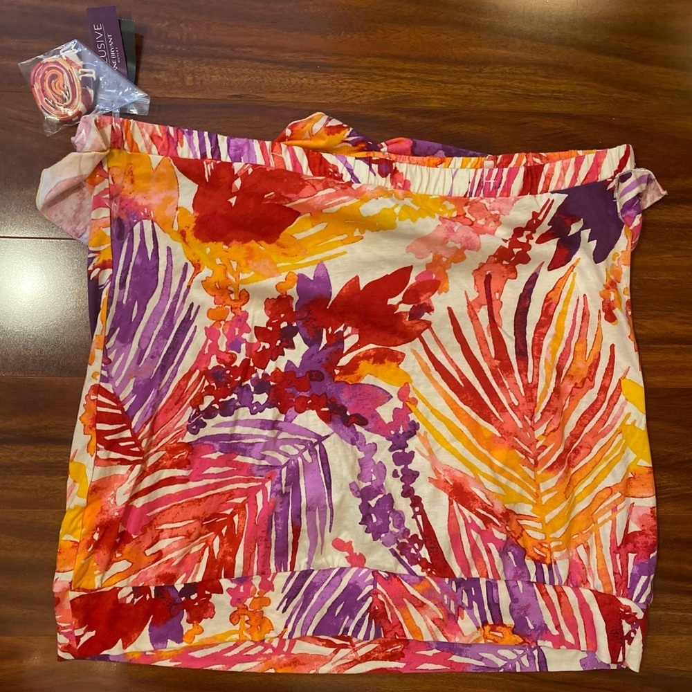 Lane Bryant Cotton Modal tropical Floral top removable straps Plus 18-20 - Picture 6 of 6